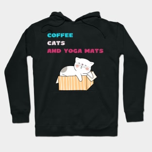 Coffee cats and yoga mats funny yoga and cat drawing Hoodie